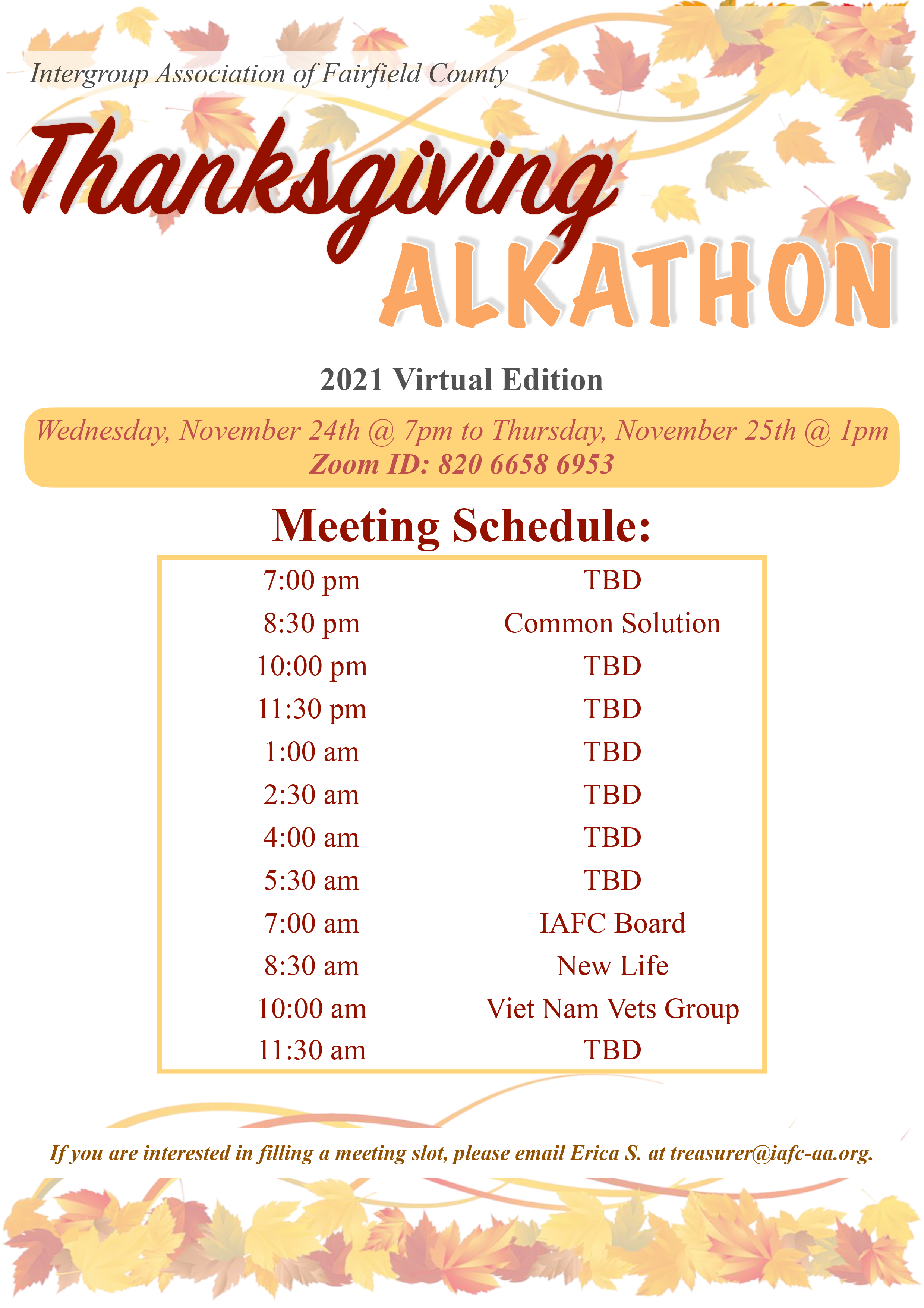Thanksgiving Alkathon 2021 Intergroup Association Of Fairfield County