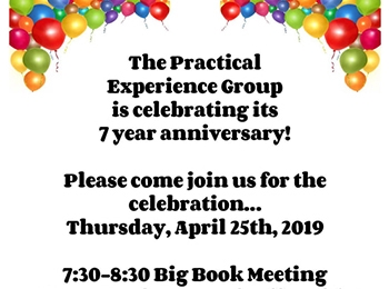 Practical Experience Group 7th Anniversary – Thursday April 25th 2019