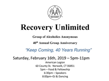 Recovery Unlimited 40th Annual Group Anniversary – February 16 2019